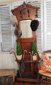 Antique Hall Tree Victorian Walnut Umbrella Hat Coat Rack Stand Drip Pan C1880 Antique Hall Tree Hall Tree Standing Coat Rack