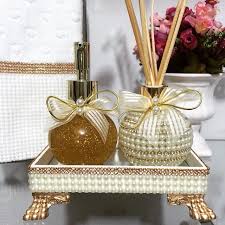 Kit Ball Na Bandeja De Perola Um Luxo Difusor Difusorcomperola Difusordevaretas Difus Garrafa Personalizada Bandeja De Perola Enfeites Para Banheiro