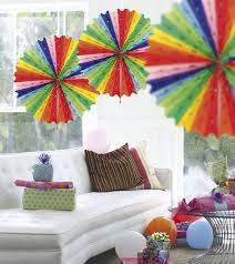 Papier Deko Facher 45 Cm Bunt Partydeko Karneval Deko Basteln Party Farben