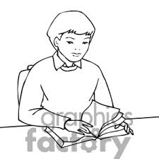 While some areas of starfall are part of their premium service, they have many early reader stories available for free. Clip Art Of Black And White Outline Of A Student Reading A Book 382485 Cartoon Silhouette Kids Silhouette Black And White Drawing