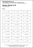 Number Bonds To 20 Worksheets Free Printable Pdf Number Bonds Number Bonds To 100 Number Bonds To 20