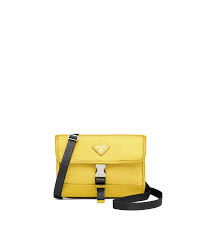 We carry handbags made from a range of materials and fabrics, including canvas, cotton leather. Yellow Nylon And Saffiano Leather Smartphone Case Prada