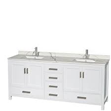 All bathroom vanities can be shipped to you at home. Wyndham Collection Wcs141480dwhcqunsmxx Sheffield 80 Inch Double Bathroom Vanity In White Calacatta Quartz
