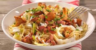 Spaghetti Mit Pfifferlingen Lauch Speck Gefro In 2020 Pasta Mit Pfifferlingen Pfifferlinge Rezepte