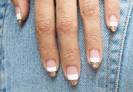 Squoval arrowhead black and gold nails. Nail Inspo 26 White And Gold Nail Designs To Try