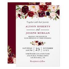 Watercolor Burgundy Red Floral Rustic Boho Wedding Invitation Zazzle Com Wedding Invitations Boho Wedding Invitations Rustic Floral Wedding Invitations