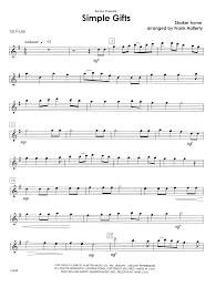 Here you will find flute sheet music for everyone, from beginning student to advanced musician. Simple Gifts 1st Flute Sheet Music Frank J Halferty Woodwind Ensemble