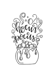 Hocus Pocus Coloring Page Hand Drawn Digital Print Cricut Halloween Coloring Pages Lettering