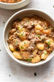 Ground Beef And Gnocchi Makes The Best Combo The Tomato Cream Sauce Turns Store Bought Gnocchi Into The Mo Gnocchi Recipes Gourmet Recipes Tomato Cream Sauces
