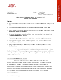 Dupont Earnings Release2007 1st