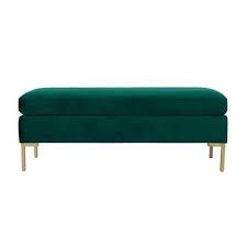 Bedford Emerald Green Velvet Decorative Bench With Pillow Top Bench Decor End Of Bed Bench Bench Pillows