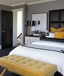 Black And White With Pop Of Color Bold Black And White Bedrooms With Bright Pops Of Color Hotel Style Bedroom Black Bedroom Design Contemporary Bedroom