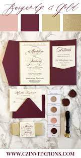 Burgundy Wedding Invitation Burgundy And Gold Glitter Pocket Etsy Burgundy Wedding Invitations Pocket Wedding Invitations Wedding Invitations Diy