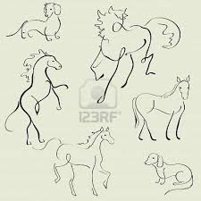 Of Domestic Animals Design Set Made With Simple Line Only Stock Photo Disegni