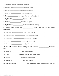 The comparative form of the adjective compares two nouns. Comparison Of Adjectives Interactive Worksheet