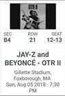 Jay Z Beyonce Otr Ll Gillette Stadium Foxborough Mass 2 Floor Seat Tickets Jay Z Concert Tickets For Sale Beyonce