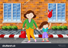 Mother And Child Crossing The Road Illustration Ad Affiliate Child Mother Crossing Illustration Mother And Child Illustration Graphics Inspiration