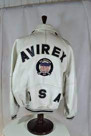 Avirex Varsity Leather Jacket White Usa Xl Lined All American Bomber Avirex Cafe Racer Jacket Leather Jacket