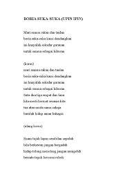 We did not find results for: Boria Suka Suka Upin Ipin Lirik