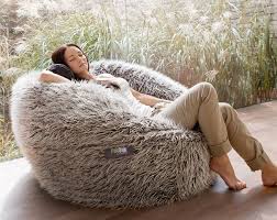 Fatsalk Flokati Grey Faux Fur Bean Bag Fur Bean Bag Bean Bag Chair
