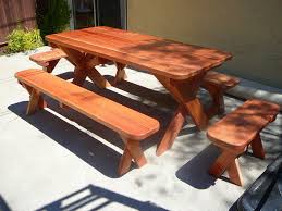Custom Redwood Picnic Tables And Benches Picnic Table Picnic Table Bench Table