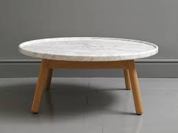 Beauteous Round Coffee Table Idea With White Marble Top And Natural Wood Legs With Rounded C Round Coffee Table Modern Coffee Table Wood Coffee Table Furniture