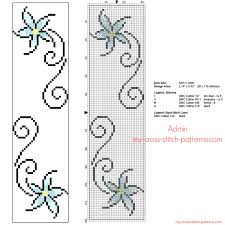 Floral Cross Stitch Bookmark With Small Stylised Light Blue