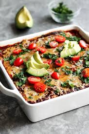 Low Carb Chicken Zucchini Enchilada Bake Ambitious Kitchen Recipe Vegetarian Recipes Healthy Baking Recipes Healthy Low Carb Chicken
