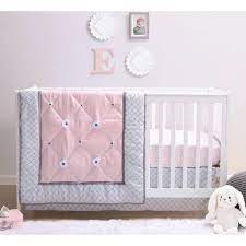The Peanutshell Princess Baby Crib Bedding Set Pink Gray 3pc Target
