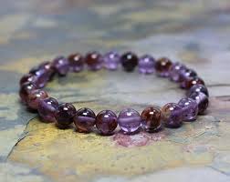 Amethyst Cacoxenite Gemstone Beaded Stretch Stackable Bracelet From Mud And Lotus Malas Amethyst Bracelet Beads Gemstone Beaded Bracelets Gemstone Bracelets