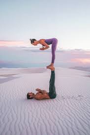 Acro In The White Sands Couples Yoga Poses Yoga Poses Photography Partner Yoga Poses