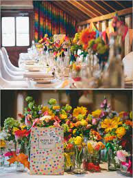 Rainbow Wedding With A Super Cute Program Idea Rainbow Wedding Decorations Rainbow Wedding Rainbow Wedding Theme