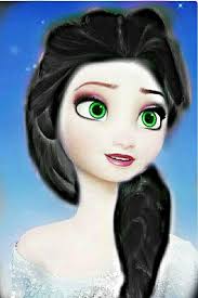 This artist created beautiful racebent versions of frozen's elsa and anna. Elsa Black Hair Black Hair Green Eyes Disney Characters