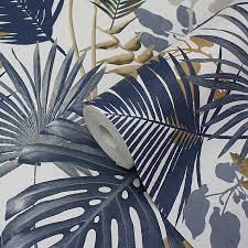 That's where a patio heater can come in handy. Goodhome Ferula Blue Tropical Leaves Textured Wallpaper Diy At B Q