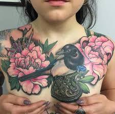Bird And Flower Tattoo On Shoulder Bird Flowers Tattoo Chest Tattoo Flowers Chest Piece Tattoos Flower Tattoo Shoulder