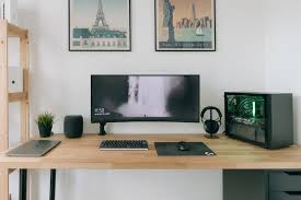 Premium glass top writing desk computer gaming desk study desk wooden shelf gray #affilink #desk #writingtable #desksetup #officedesk. Gaming Desk Setup Pictures Download Free Images On Unsplash