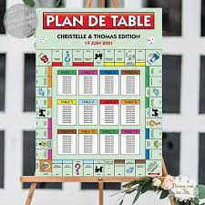 Plan De Table Mariage Personnalise Monopoly Jeux De Societe Plan De Table Plan De Table Mariage Faire Part Mariage Jeux De Societe