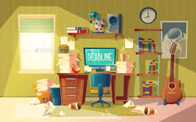 Vector Cartoon Deadline Concept For Freelance Job Business Cartoons Concept Home Office