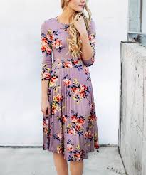 Color Story Purple Floral Pleated Midi Dress Zulily Modest Dresses Midi Dress Casual Fashion