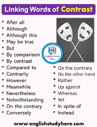 Linking Words Of Contrast English Study Here Linking Words English Study English Phrases