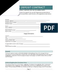 Check spelling or type a new query. Puppy Deposit Agreement Fee Financial Transaction