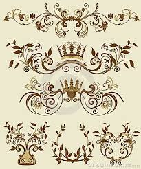 Rococo floral pattern set vector. Floral Decorative Patterns In Stiletto Baroque And Rococo Baroque Pattern Baroque