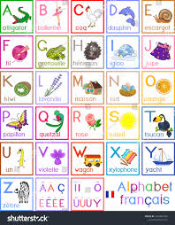 The french alphabet is based on the 26 letters of the latin alphabet, uppercase and lowercase, with five diacritics and two orthographic . French Alphabet Pictures Titles Children Education Stock Vector Royalty Free 1054887335