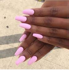With the vacation season approaching, a lot of you choose some snow flake designs. Matte Baby Pink Coffin Shaped Nails On We Heart It