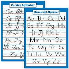 Abc Alphabet Cursive Chart Manuscript Poster Laminated 2 Poster Set Laminated 18 X 24