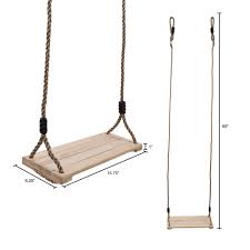 Arianna hardwood hanging porch swing with stand. Wooden Swing Outdoor Flat Bench Seat With Adjustable Nylon Hanging Rope For Kids Playset Frame Or Tree Backyard Swinging Toy By Hey Play Walmart Com Walmart Com