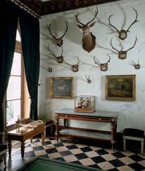 This card is placed in each shooting house. Decorating With Deer Mounts For A French Chateau Look Hunting Lodge Decor Lodge Decor Trophy Rooms