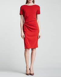 Escada Ruched Ruffle Side Dress Orange Red Dresses Short Dresses Fashion