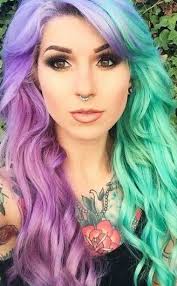 Half Purple Half Green Hair Hair Inspiration Color Hair Styles Dyed Hair