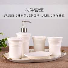 Featuring a matching towel bar, towel ring, robe hook, and toilet paper holder. Hjky Bathroom Accessories Set Modern And Minimalist Ceramic Bath 5 Piece Vanity Sets Creative Toilet Bathroom Amenities Six Kit With Ocean Carrier Buy Online In Bahamas At Bahamas Desertcart Com Productid 97723228